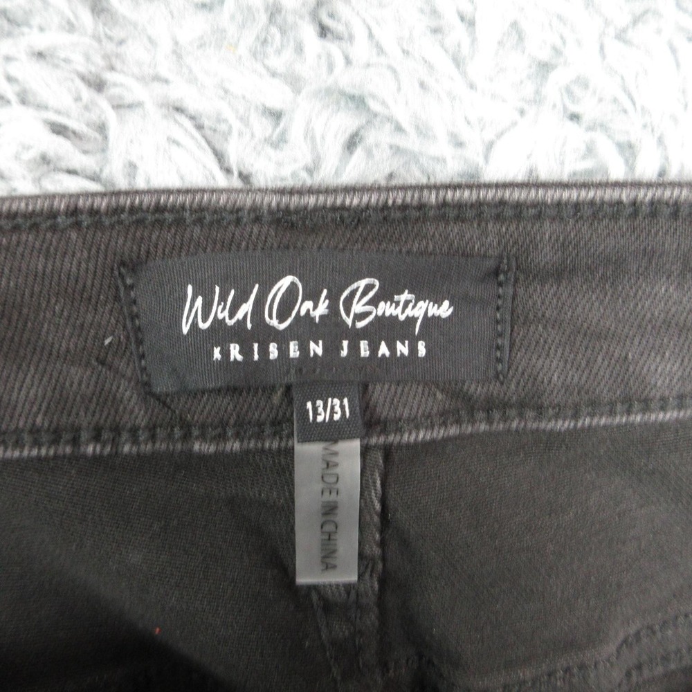 Risen Jeans Jeans Womens 13 Black Wide-Leg High Rise Distressed 31x34.5* NWT - Picture 10 of 16